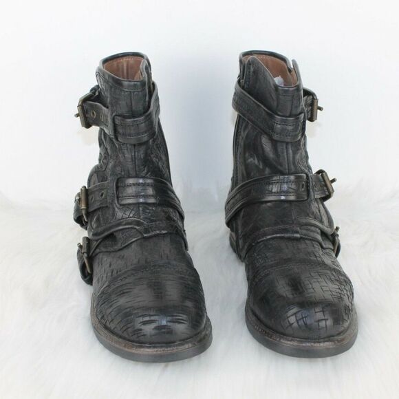 UGG COLLECTION ELISABETA WEAVE MOTO BUCKLE BOOTS - Picture 2 of 8